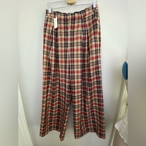 ANTHROPOLOGIE The Avery Sparkle Pleated Wide-Leg Trousers by Maeve M new - Picture 7 of 7